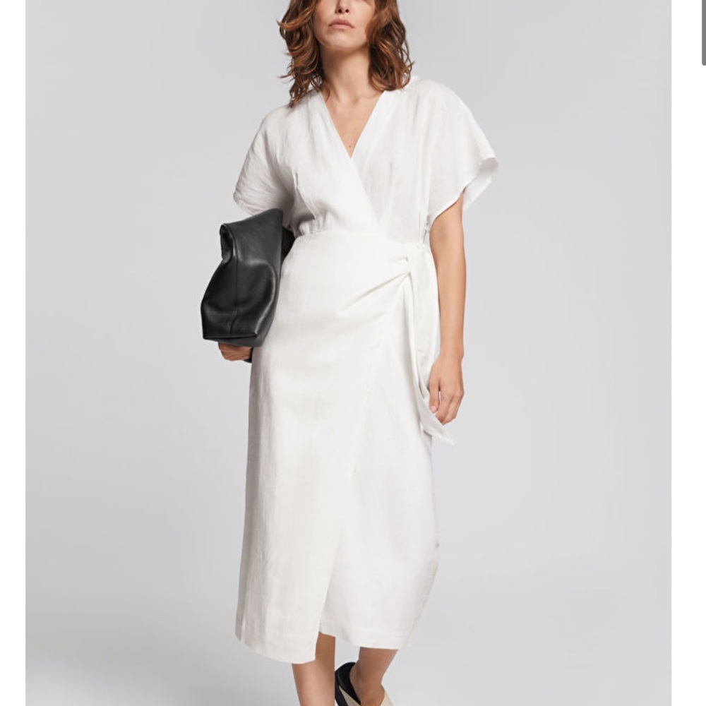 & Other Stories Linen Wrap Midi Dress